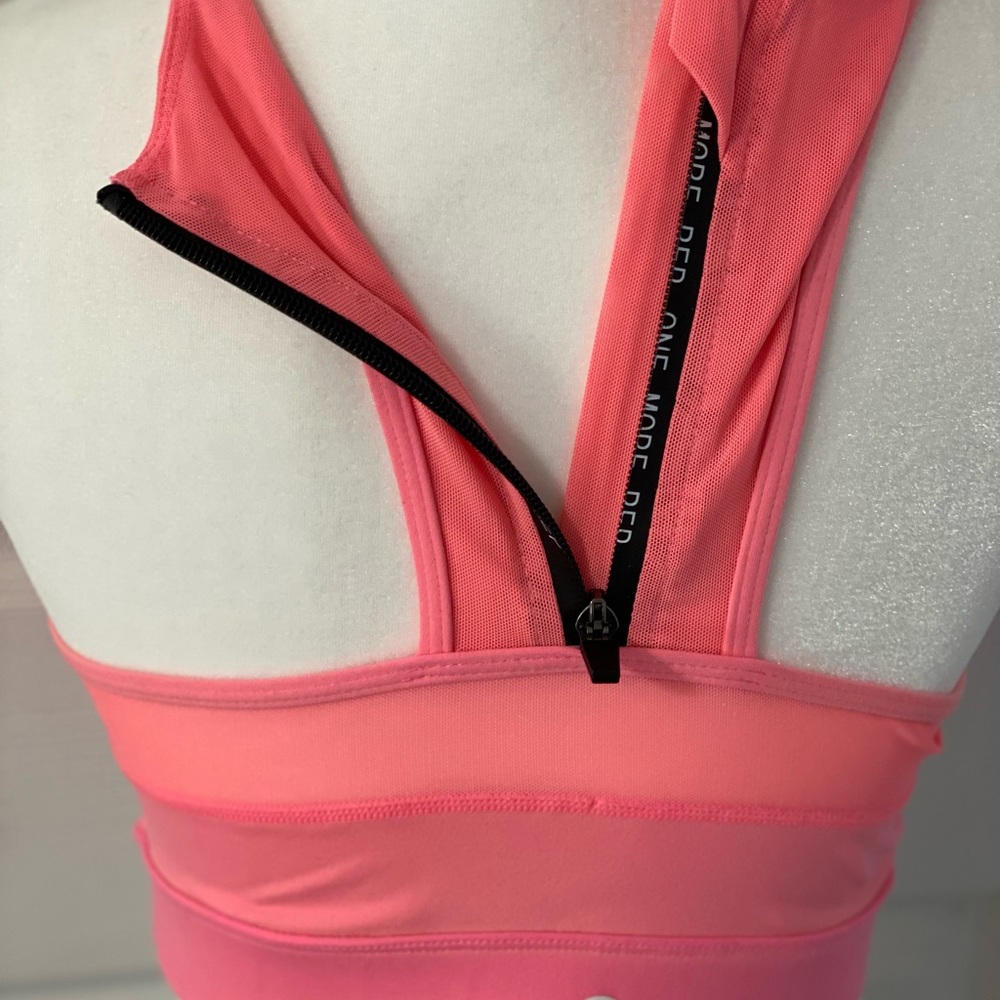 Zyia Hot Pink Coral High Neck Zip Back All-Star Women's Sports Bra Size Large - Picture 3 of 7